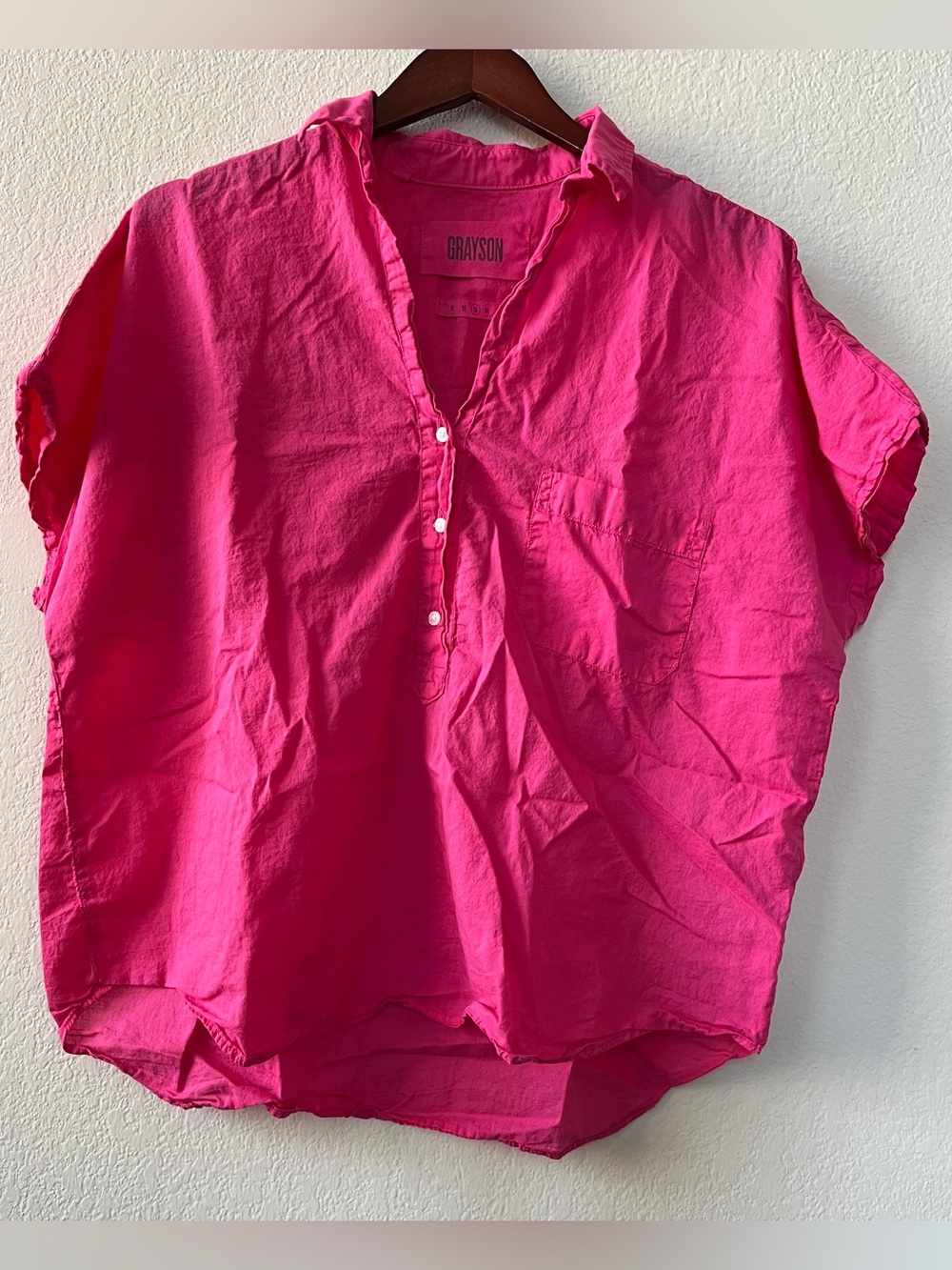 Grayson The Artist Short Sleeve Button Shirt 03 Medium Bright Pink